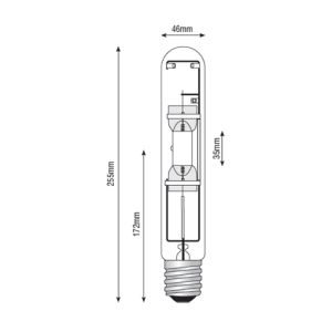 HIT400w Metal Halide E40 Lamp Dimensions