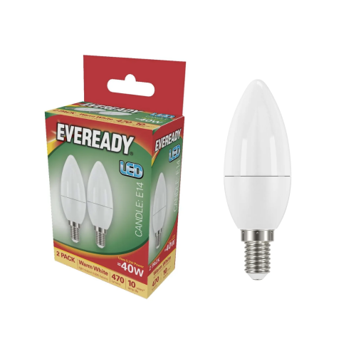 S15299 Eveready 4.9w LED Candle E14 - Twin Pack
