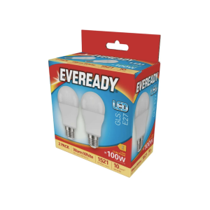 S15307 Eveready 13.8w LED GLS E27 Warm White - Twin Pack