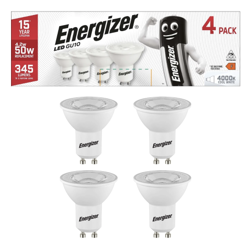 S15161 Energizer LED GU10 345lm 4.2W 4,000K (Cool White), Box of 4