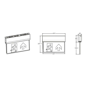 Fox Lux 3w LED Emergency Exit Blade - FXEXBM3 Dimensions