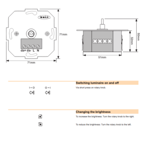 Ledvance DALI MCU Rotary Dimmer Switch Line Drawing